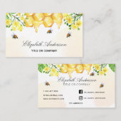 Bumble beien honey yellow florals social media visitekaartje (Voorkant / Achterkant)