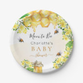 Bumble bijen Baby shower honinggele bloemigen Papieren Bordje (Voorkant)