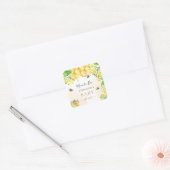 Bumble bijen Baby shower honinggele bloemigen Vierkante Sticker (Envelop)