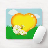 Bumble bijen en een honinghart muismat (Met muis)