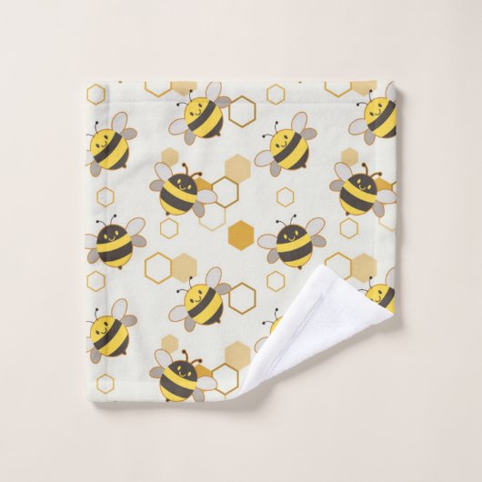 Bumble bijen en Honeycomb Bad Handdoek (Wasdoekje)