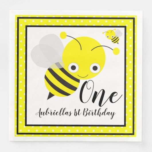 Bumble bijen First Birthday Servet (Voorkant)
