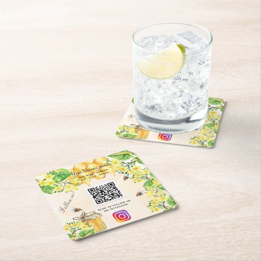 Bumble bijen gele bloemkool sociale media kartonnen onderzetters (Insitu)