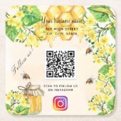 Bumble bijen gele bloemkool sociale media kartonnen onderzetters (Voorkant)