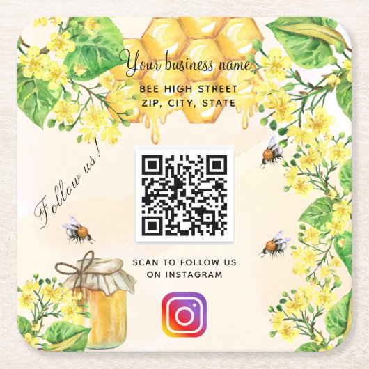 Bumble bijen gele bloemkool sociale media kartonnen onderzetters (Voorkant)