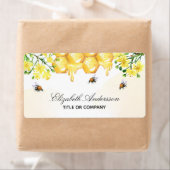 Bumble bijen honey yellow floral name script etiket (Insitu)