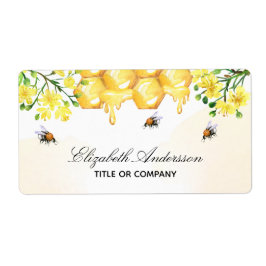 Bumble bijen honey yellow floral name script etiket