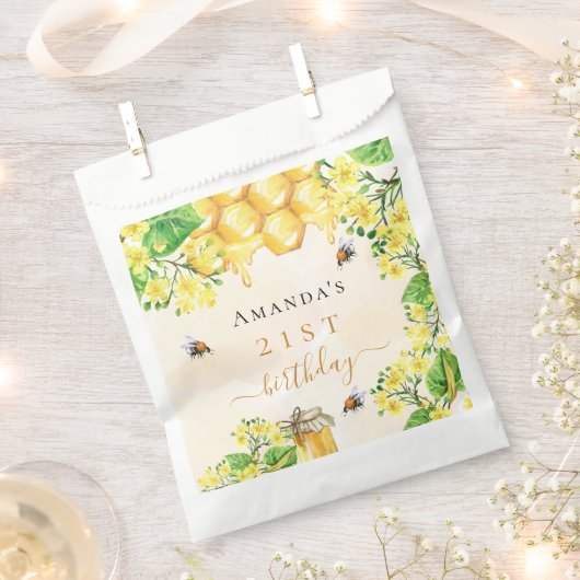 Bumble bijen Honey yellow florals verjaardagsfeest Bedankzakje (Geknipt)