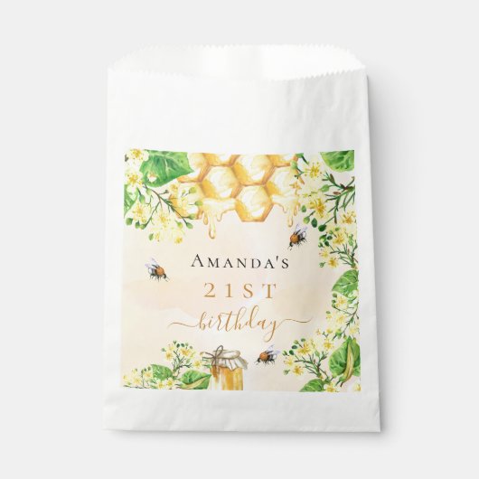 Bumble bijen Honey yellow florals verjaardagsfeest Bedankzakje (Voorkant)