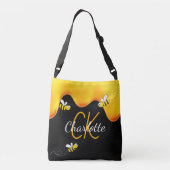 Bumble bijen honing druppelend monogram zwarte gou crossbody tas (Achterkant)