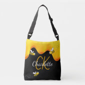 Bumble bijen honing druppelend monogram zwarte gou crossbody tas (Voorkant)