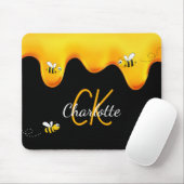 Bumble bijen honingbijen druppelend zwart monogram muismat (Met muis)