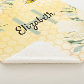Bumble bijen honingraat florals tropisch monogram sherpa deken (3/4)