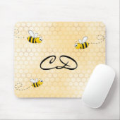Bumble bijen leuke honingraat humor monogram muismat (Met muis)