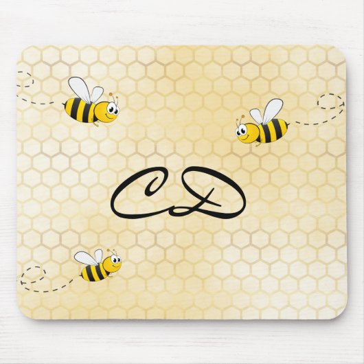 Bumble bijen leuke honingraat humor monogram muismat (Voorkant)