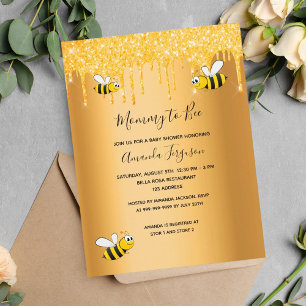 Bumble bijen mammie om glitter baby shower te word briefkaart