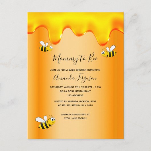 Bumble bijen mammie om honing baby shower te bemac briefkaart (Voorkant)