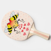 Bumble bijen met ontwerp voor harten tafeltennisbatje (Zijkant)