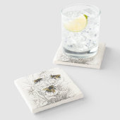 Bumble bijen op bloemen stenen onderzetter (Zijkant)