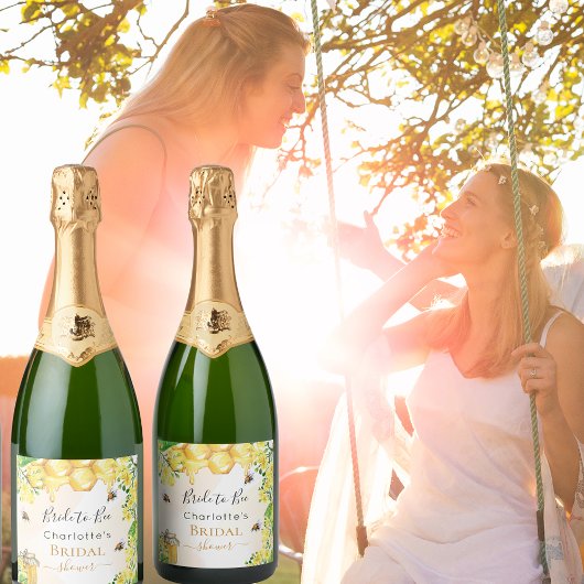 Bumble bijen Vrijgezellenfeest honinggele bloemige Sparkling Wijnetiket