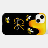 Bumble bijen zwart honingdruppelmonogram Case-Mate iPhone case (Achterkant (horizontaal))