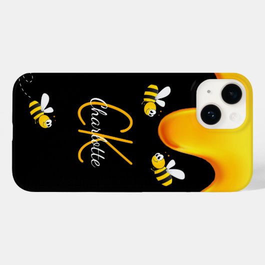 Bumble bijen zwart honingdruppelmonogram Case-Mate iPhone case (Achterkant (horizontaal))