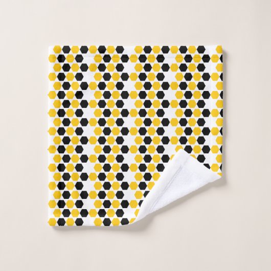 Bumble Black Yellow Geometric Hexagram Hex Patroon Bad Handdoek (Wasdoekje)