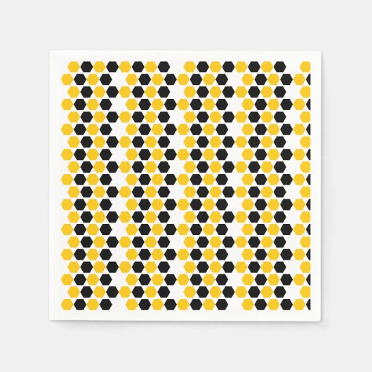 Bumble Black Yellow Geometric Hexagram Hex Patroon Servet (Voorkant)