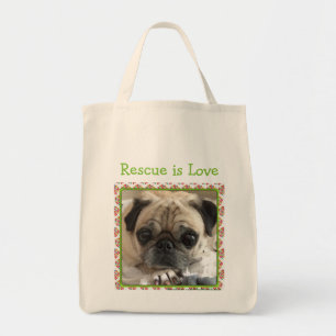 Bumble canvas tas: Itsy Pug/Rescue is Love Tote Bag