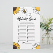 Bumble Honey Bee Alphabet Baby shower spel Briefpapier (Staand voorkant)