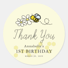Bumble/Honey Bee Any Age Verjaardag Dank u Ronde Sticker