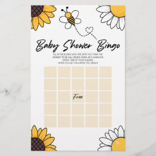 Bumble Honey Bee Bingo Baby shower spel Briefpapier