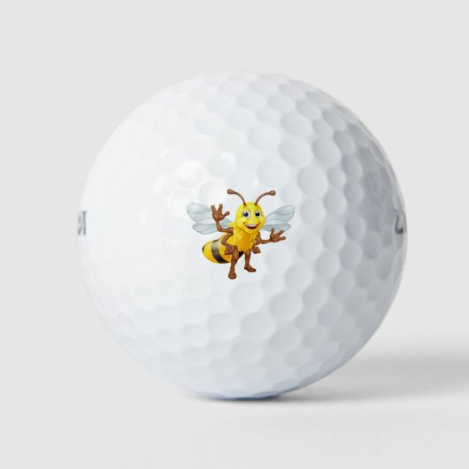 Bumble Honey Bee Bumblebee stripfiguur Golfballen (Voorkant)