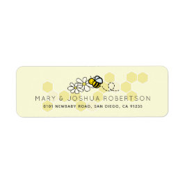 Bumble / Honey Bee & Daisy geel adreslabel Etiket