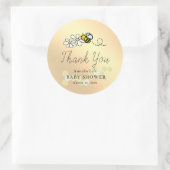 Bumble/Honey Bee Gold Baby shower Classic Ronde S Sticker (Tas)