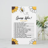 Bumble Honey Bee Raad wie! Baby shower spel Briefpapier (Staand voorkant)