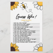 Bumble Honey Bee Raad wie! Baby shower spel Briefpapier (Voorkant)