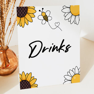 Bumble Honey Bijen Drink Drink Tafel Partij Teken Reclamebord Met Voetstuk