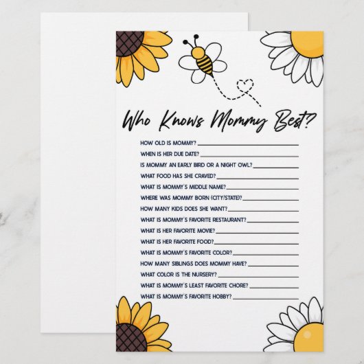 Bumble honing bij die mama Baby shower spel kent Briefpapier (Voorkant / Achterkant)