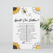 Bumble honing bij wil ze liever Baby shower spel Briefpapier (Staand voorkant)