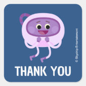 Bumble Nums Space Verjaardag Bedankt Vierkante Sticker (Voorkant)