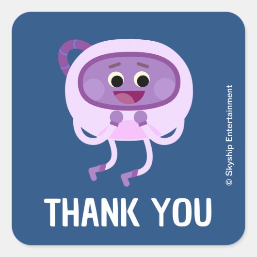 Bumble Nums Space Verjaardag Bedankt Vierkante Sticker (Voorkant)