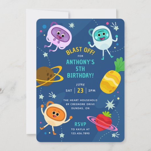 Bumble Nums Space Verjaardag Kaart (Voorkant)