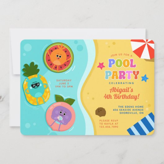 Bumble Nums Summer Pool Party Verjaardag Kaart (Voorkant)