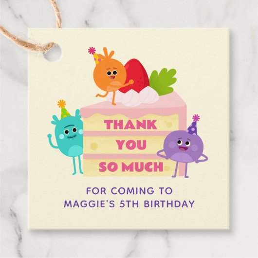 Bumble Nums Verjaardagstaart Bedankt Bedankjes Labels (Voorkant)