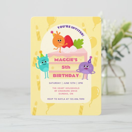 Bumble Nums Verjaardagstaart Kaart (Staand voorkant)