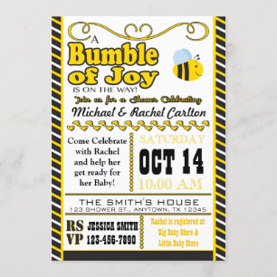 Bumble of Joy Baby shower Invitation Kaart