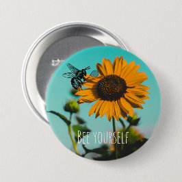 Bumble Tennis with Sunflower Background Ronde Button 7,6 Cm