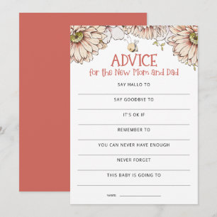 Bumblebee Advies Mam voor Pap Baby shower Game Kaa Kaart