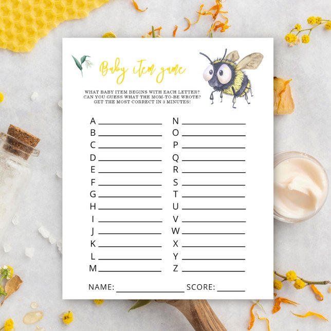 Bumblebee - Baby Item spel. Baby shower spel (Creator heeft geüpload)